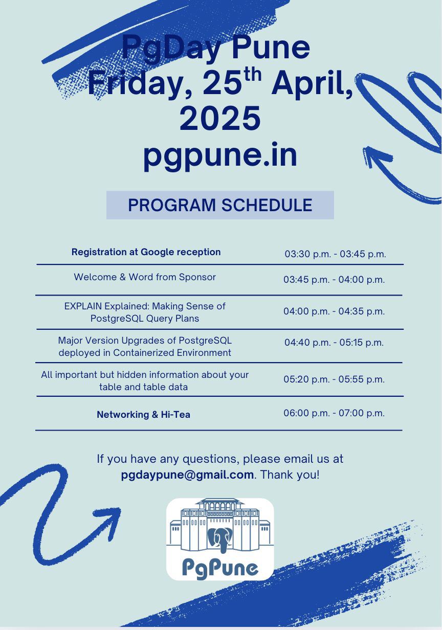 Postgres Pune Event #2 schedule