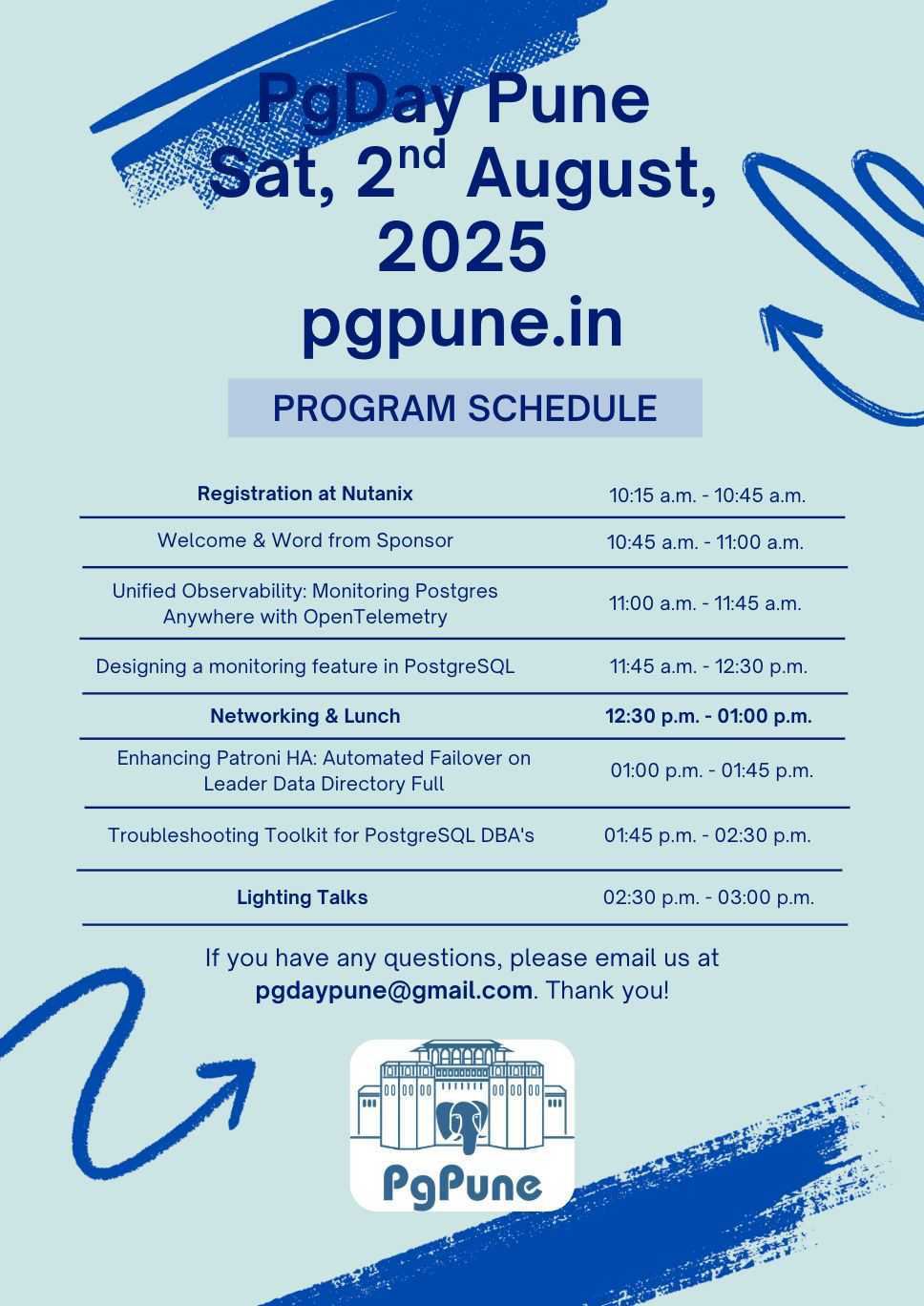 Postgres Pune Event #3 schedule